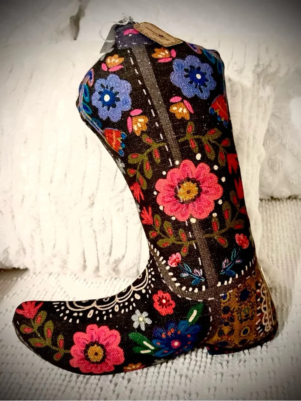 NATURAL LIFE Boho Floral Cowgirl Boot Accent Pillow